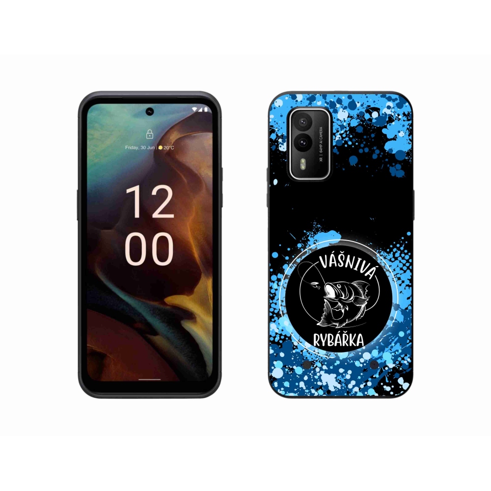Gelový kryt mmCase na Nokia XR21 - vášnivá rybářka černé pozadí
