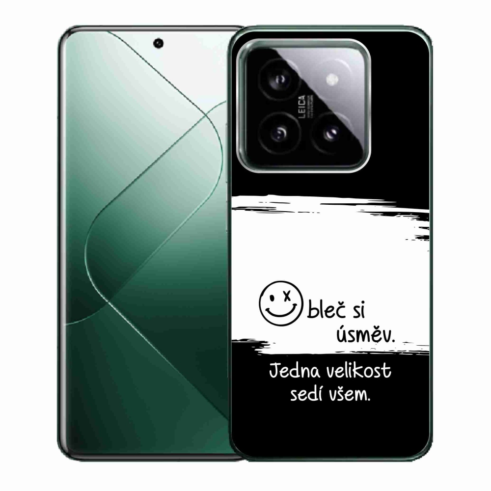 Gelový kryt mmCase na Xiaomi 14 - vtipný text 8 bíločerné pozadí