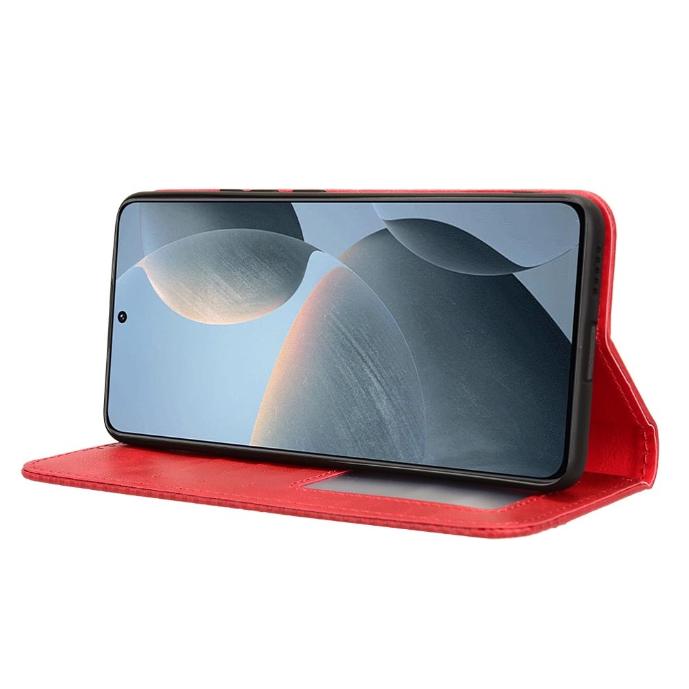 Vintage knížkové pouzdro na Xiaomi Poco X6 Pro 5G - červené