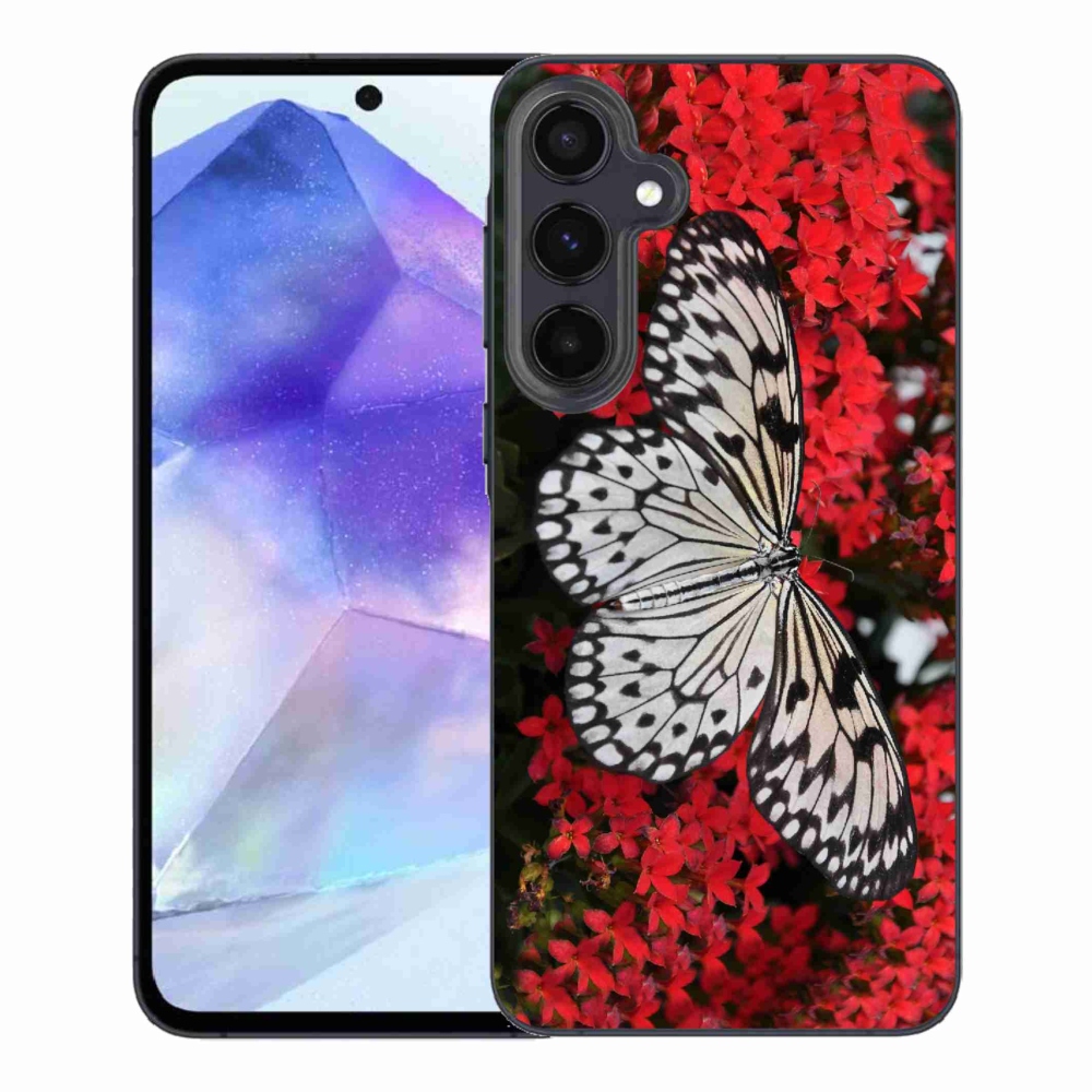 Gelový kryt mmCase na Samsung Galaxy A55 5G - černobílý motýl 1