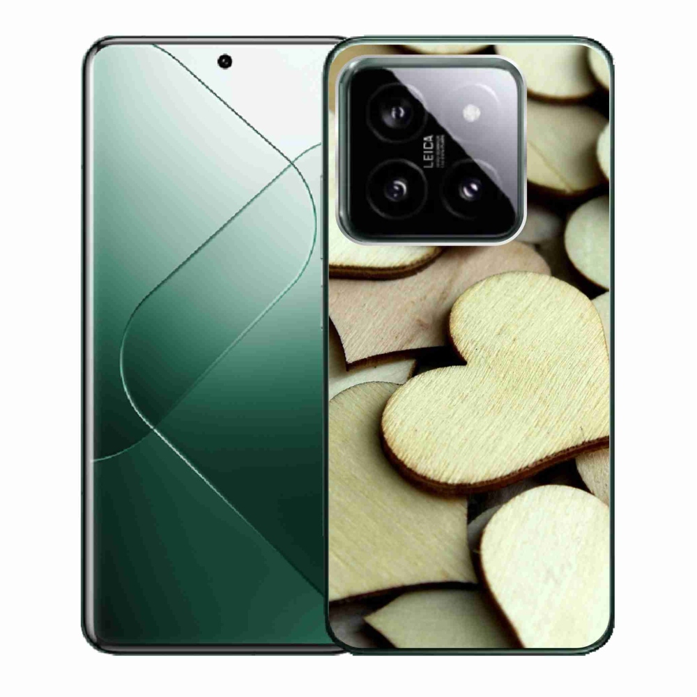 Gelový kryt mmCase na Xiaomi 14 - dřevěná srdíčka