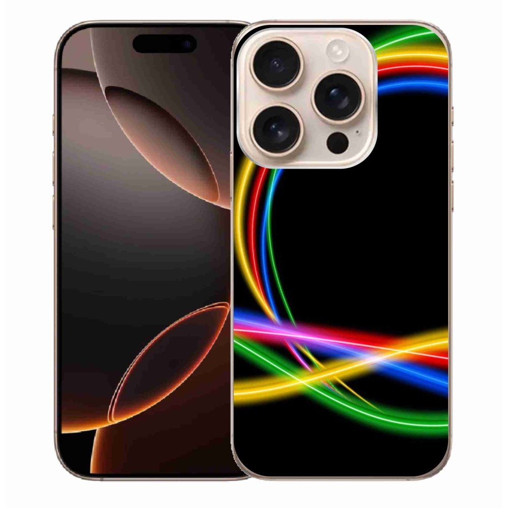 Gelový obal mmCase na iPhone 16 Pro Max - neonové kruhy