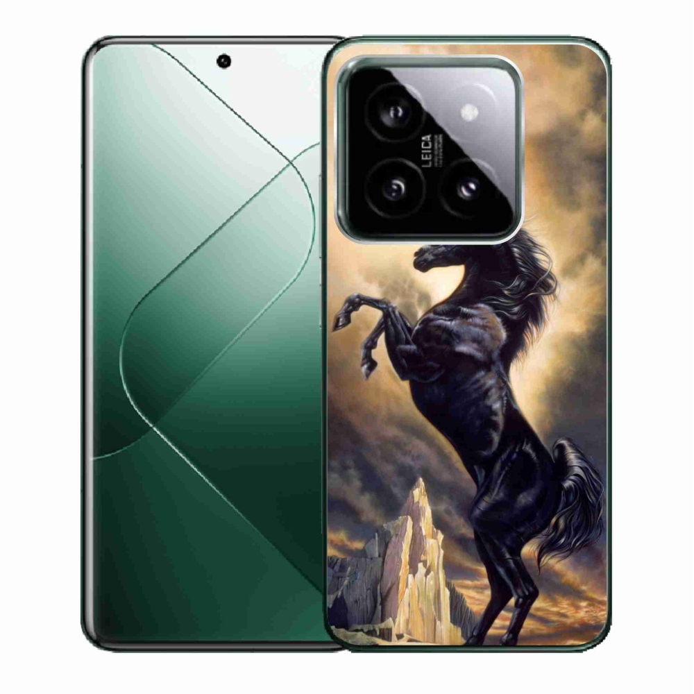 Gelový kryt mmCase na Xiaomi 14 - černý kreslený kůň