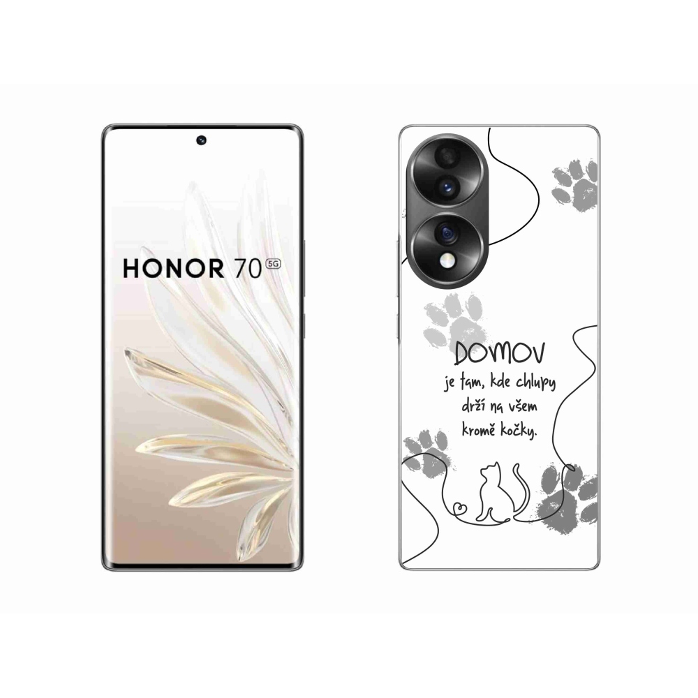 Gelový kryt mmCase na Honor 70 - kočičí motiv bílé pozadí