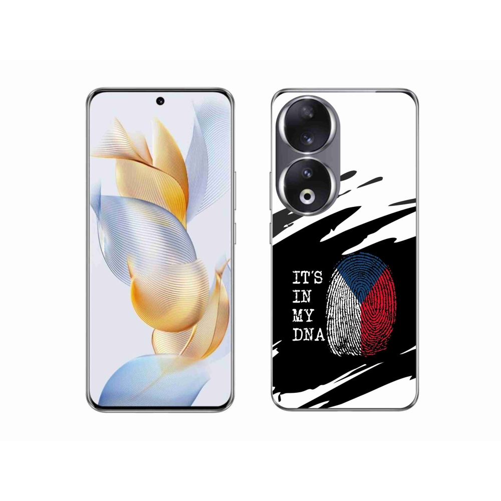 Gelový kryt mmCase na Honor 90 - vlajka otisk prstu černobílé pozadí
