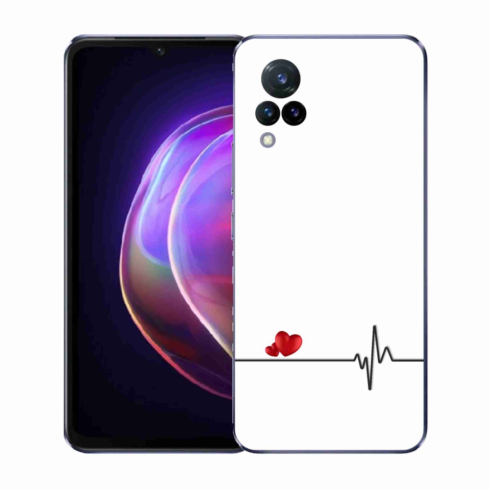 Gelový kryt mmCase na Vivo V21 4G/5G - srdce a tep bílé pozadí