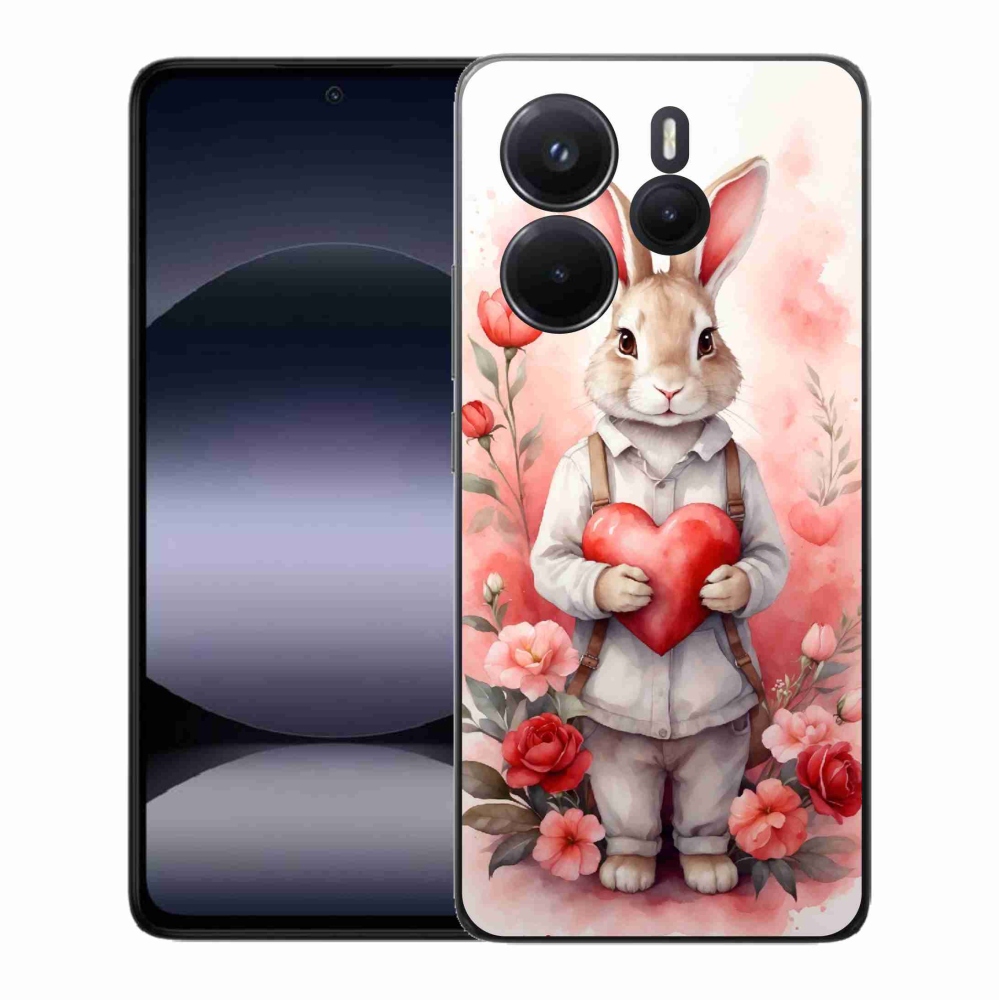 Gelový kryt mmCase na Xiaomi Redmi Note 14 - zajíc se srdíčkem