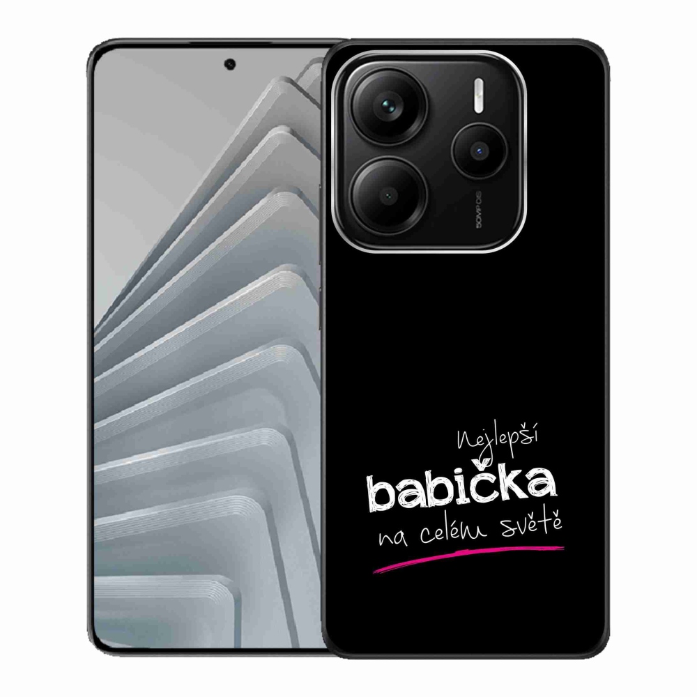 Gelový kryt mmCase na Xiaomi Redmi Note 14 5G - nejlepší babička 4 černé pozadí