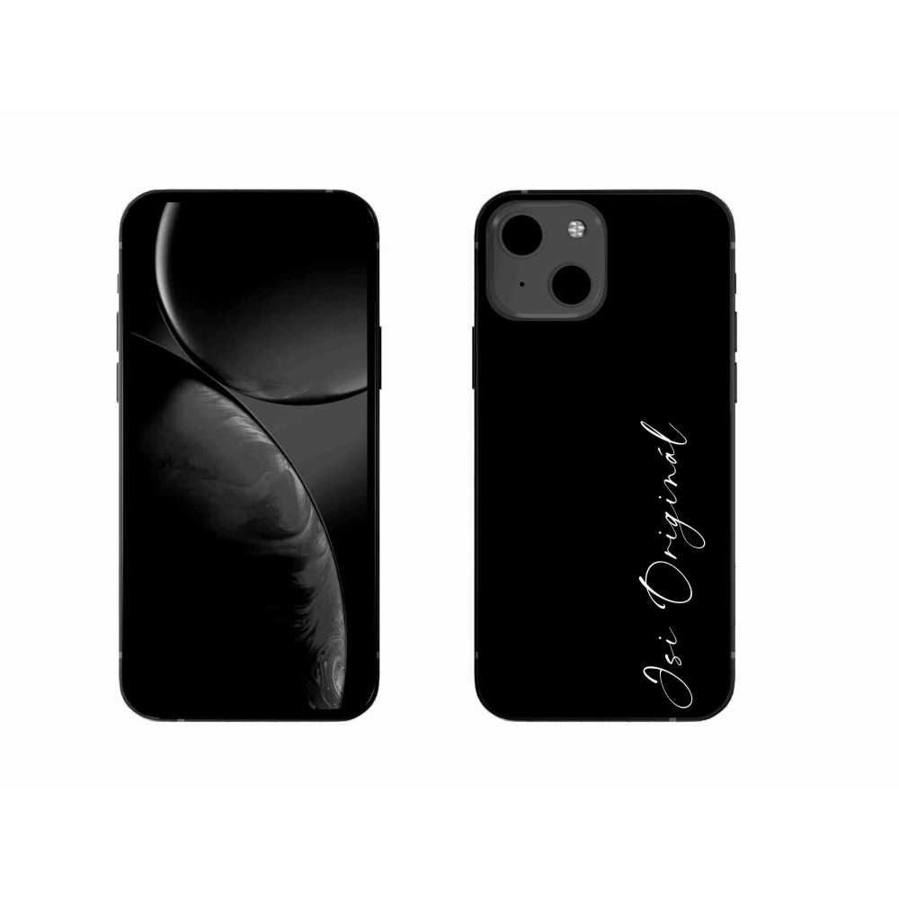 Gelový kryt mmCase na iPhone 13 6.1 - jsi originál černé pozadí