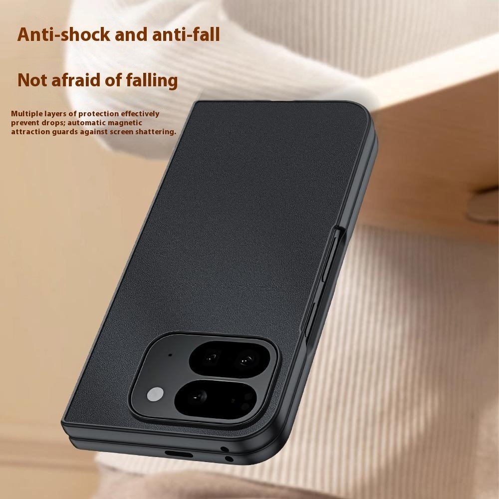 Leather plastový obal potažený umělou kůží na Google Pixel 10 Pro Fold - černý