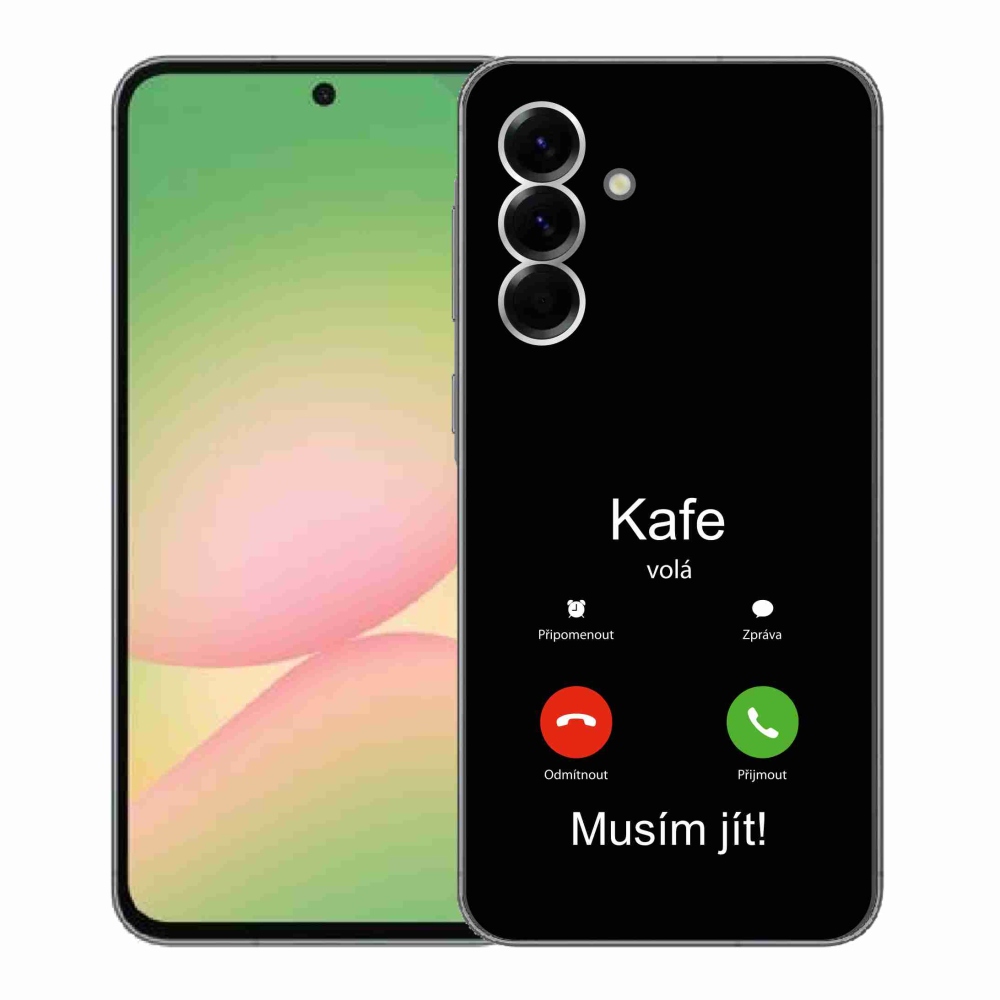 Gelový kryt mmCase na Samsung Galaxy A56 5G - kafe volá černé pozadí