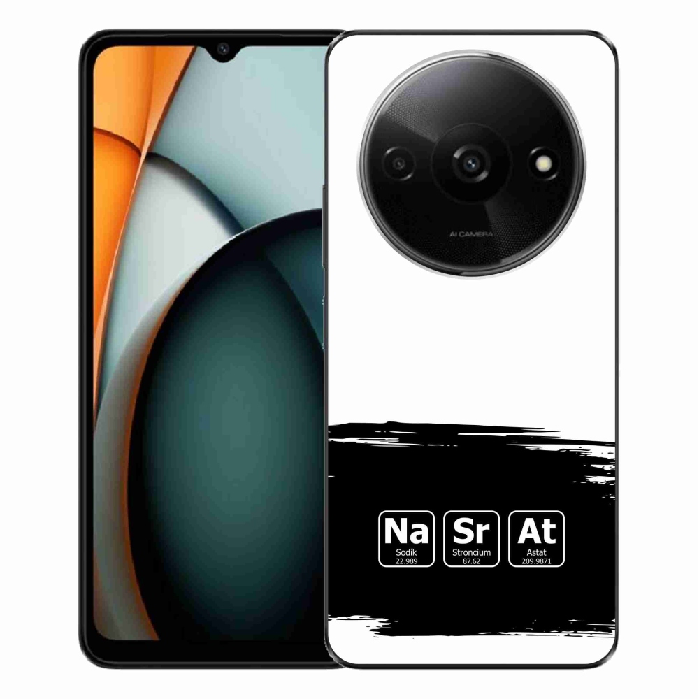 Gelový kryt mmCase na Xiaomi Redmi A3  - chemické prvky černobílé pozadí