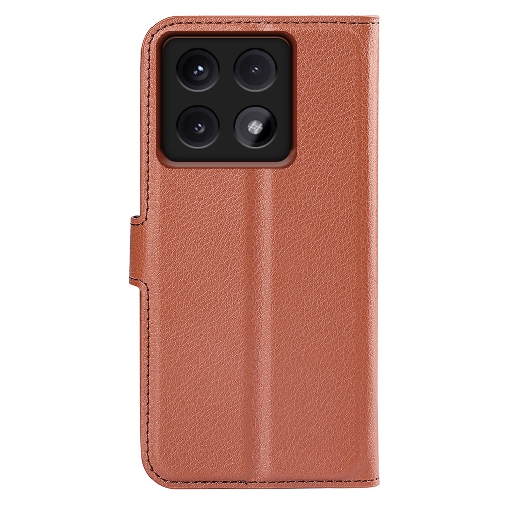 Litchi knížkové pouzdro na Xiaomi 14T Pro - hnědé