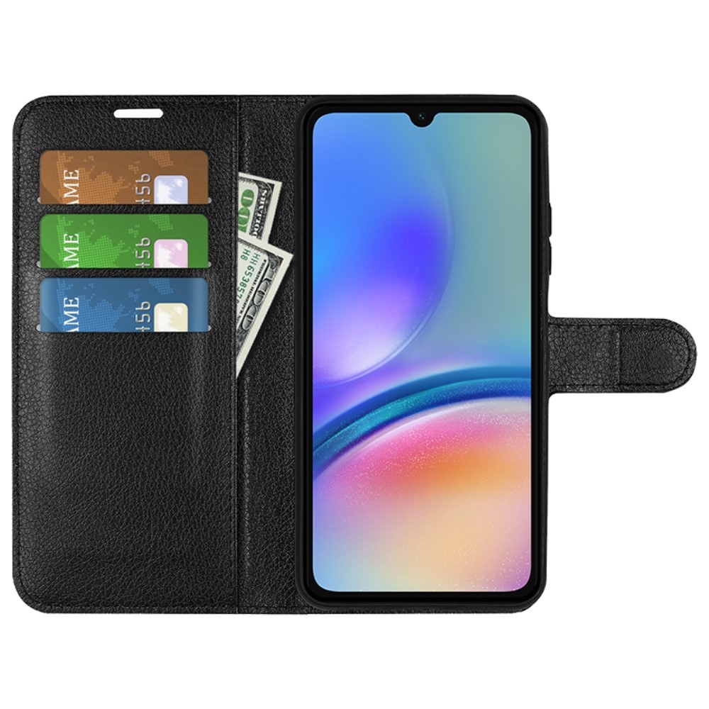 Litchi knížkové pouzdro na Samsung Galaxy A05s - černé
