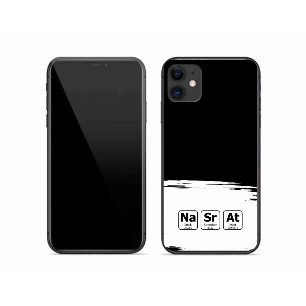 Gelový kryt mmCase na iPhone 11 - chemické prvky bíločerné pozadí