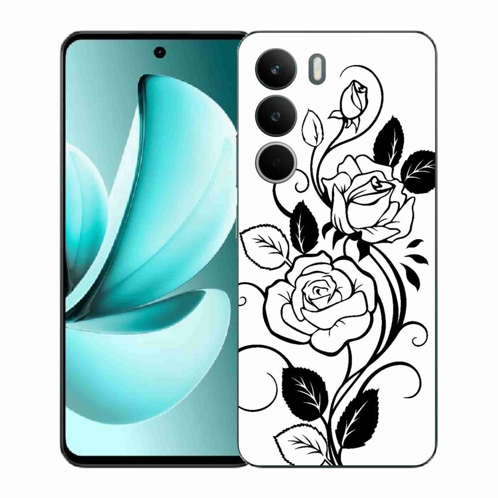 Gelový kryt mmCase na Realme C71 - černobílá růže