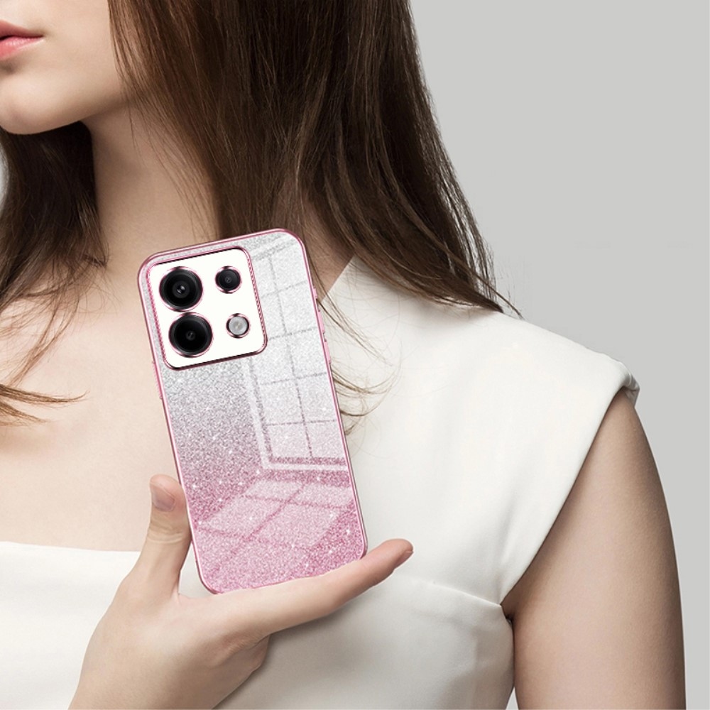 Cut gelový třpytivý obal na Xiaomi Redmi Note 13 Pro 5G/Poco X6 5G - růžový
