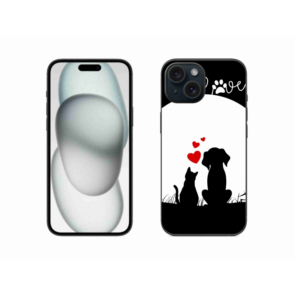 Gelový obal mmCase na iPhone 15 - zvířecí láska