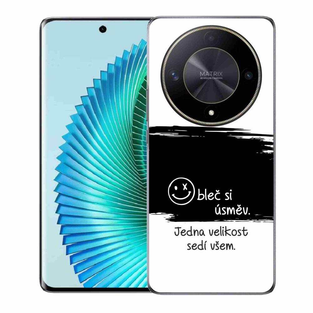 Gelový kryt mmCase na Honor Magic 6 Lite 5G - vtipný text 8 černobílé pozadí