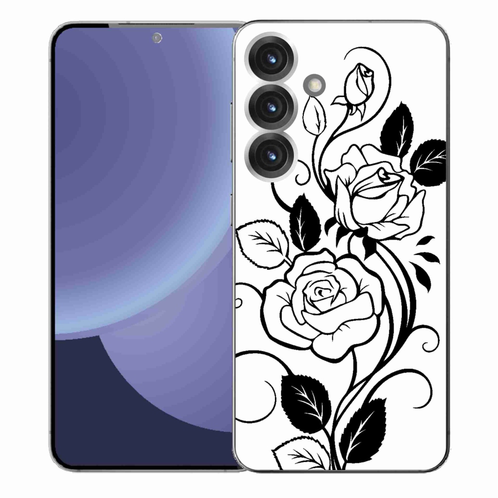 Gelový kryt mmCase na Samsung Galaxy S25+ - černobílá růže
