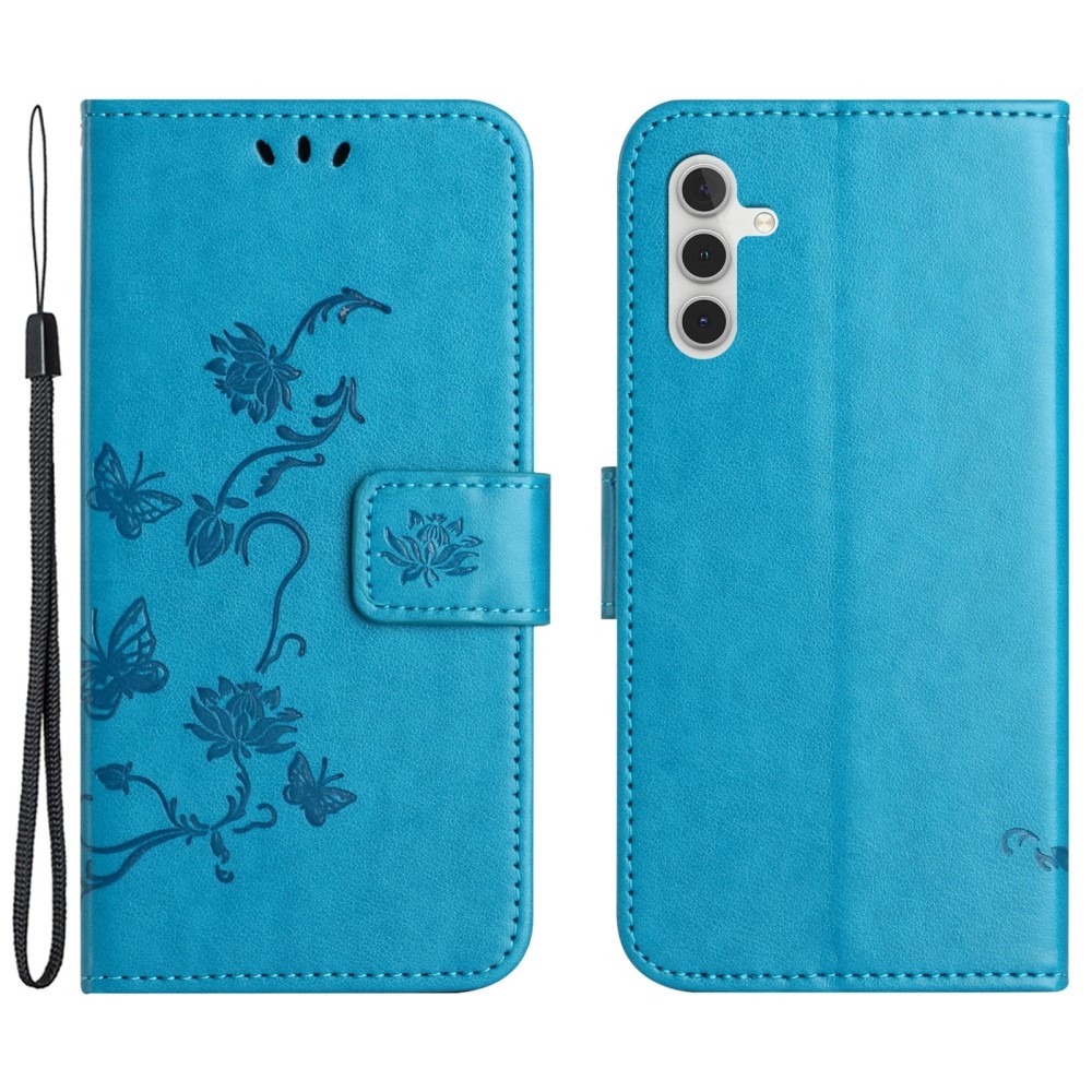 Flower knížkové pouzdro na Samsung Galaxy A35 5G - modré