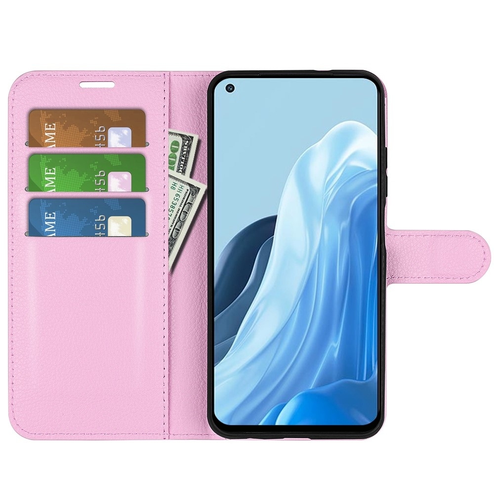 Litchi knížkové pouzdro na Oppo Find X5 Lite - růžové