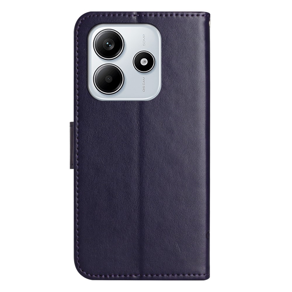 Flower knížkové pouzdro na Xiaomi Redmi Note 14 5G - tmavěfialové