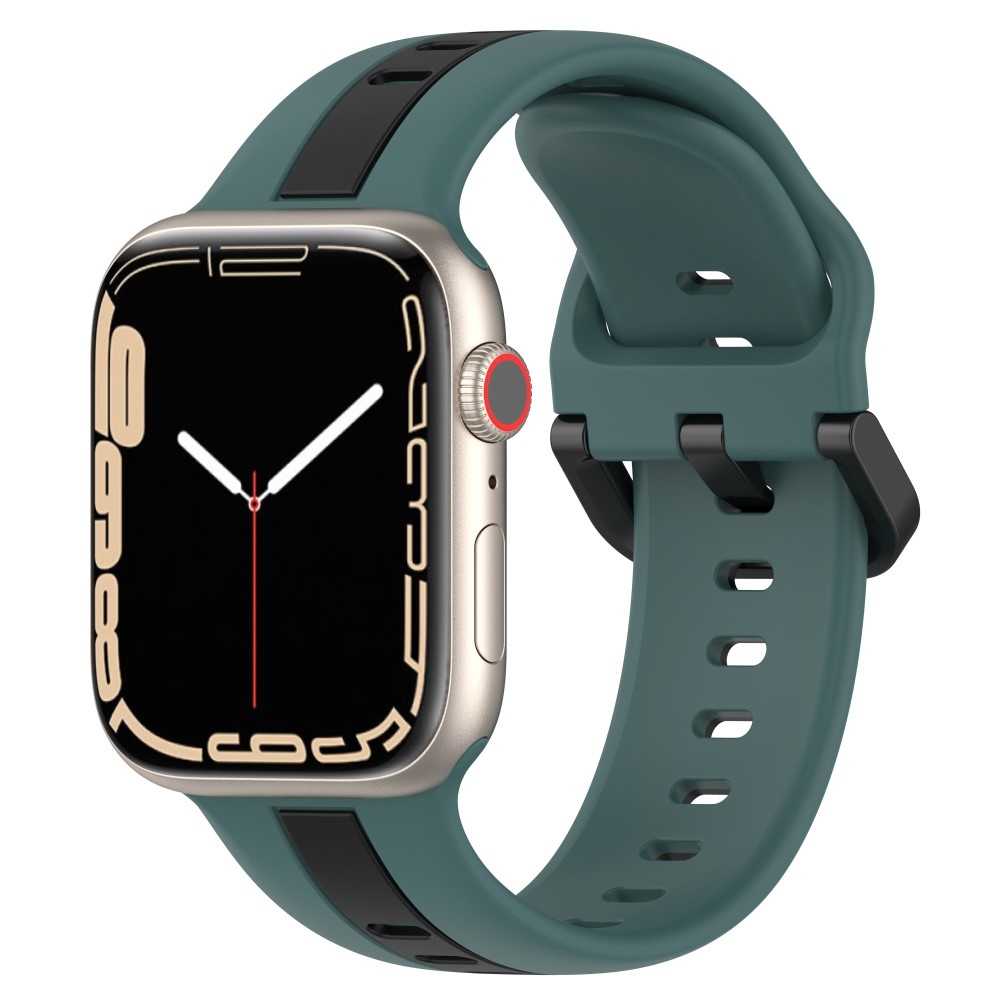 Strap silikonový řemínek na Apple Watch Ultra/Ultra 2 49mm/SE/SE 2022/2023 44mm/9/8/7 45mm/6/5/4 44mm/3/2/1 42 mm - zelený/černý