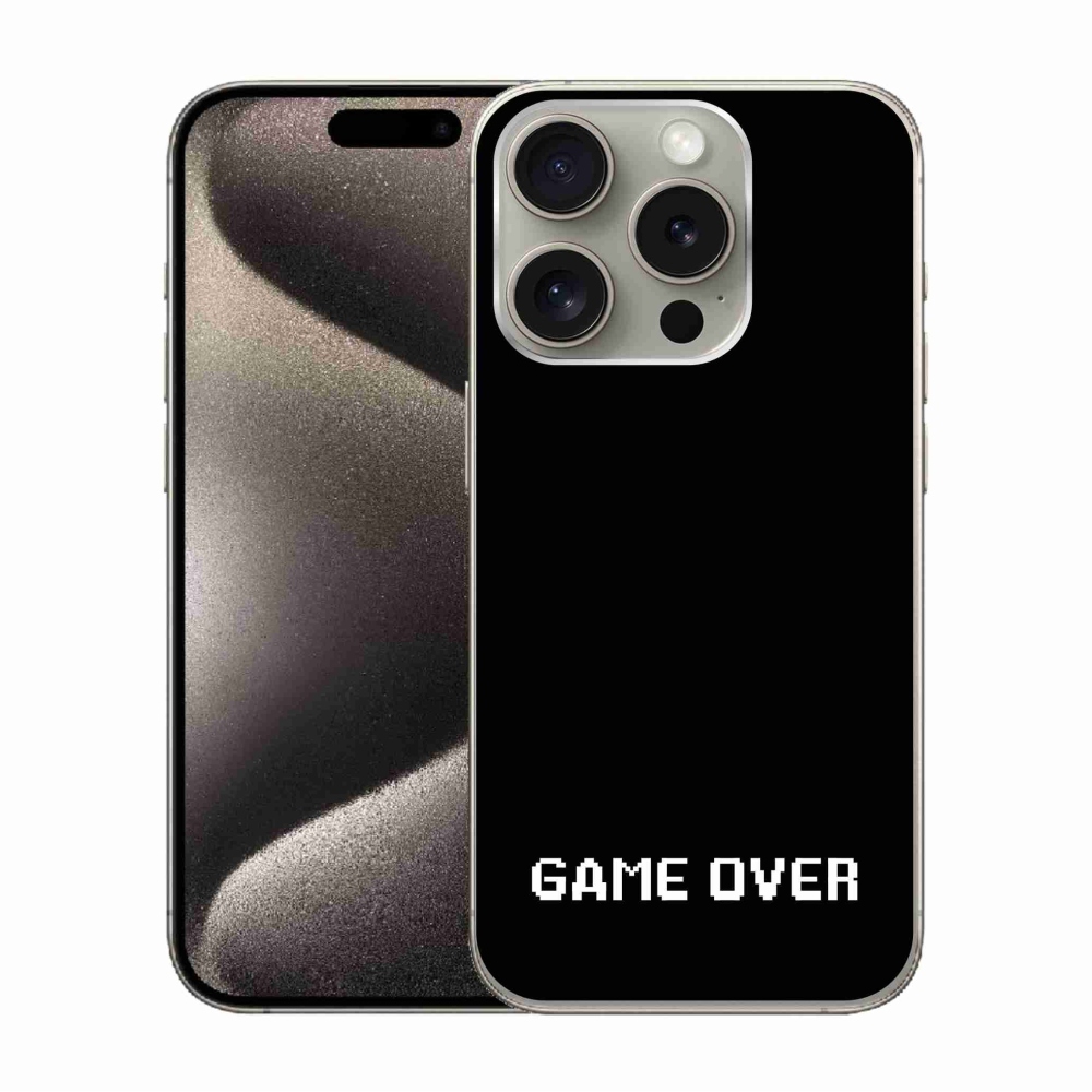 Gelový kryt mmCase na iPhone 15 Pro - game over černé pozadí