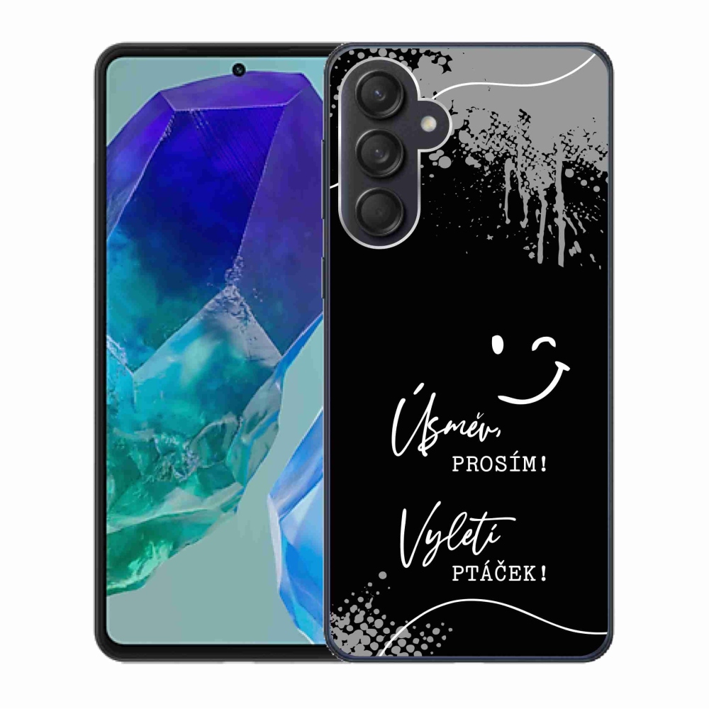 Gelový kryt mmCase na Samsung Galaxy M55 5G - vtipný text 4 černé pozadí