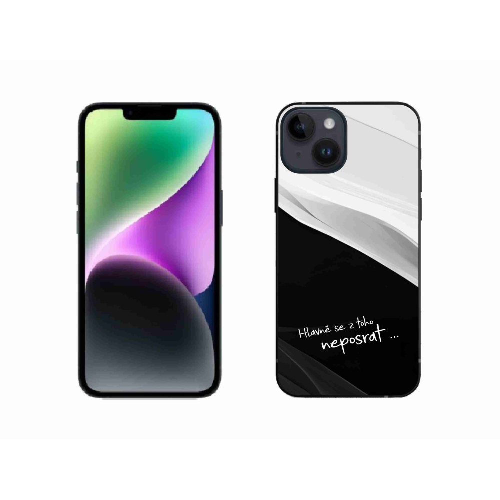 Gelový kryt mmCase na iPhone 14 - vtipný text 13 černobílé pozadí