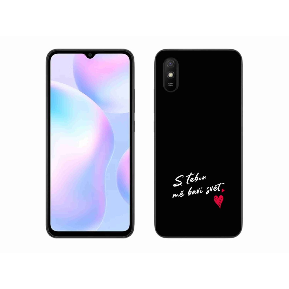 Gelový kryt mmCase na Xiaomi Redmi 9AT - zamilovaný text 1 černé pozadí