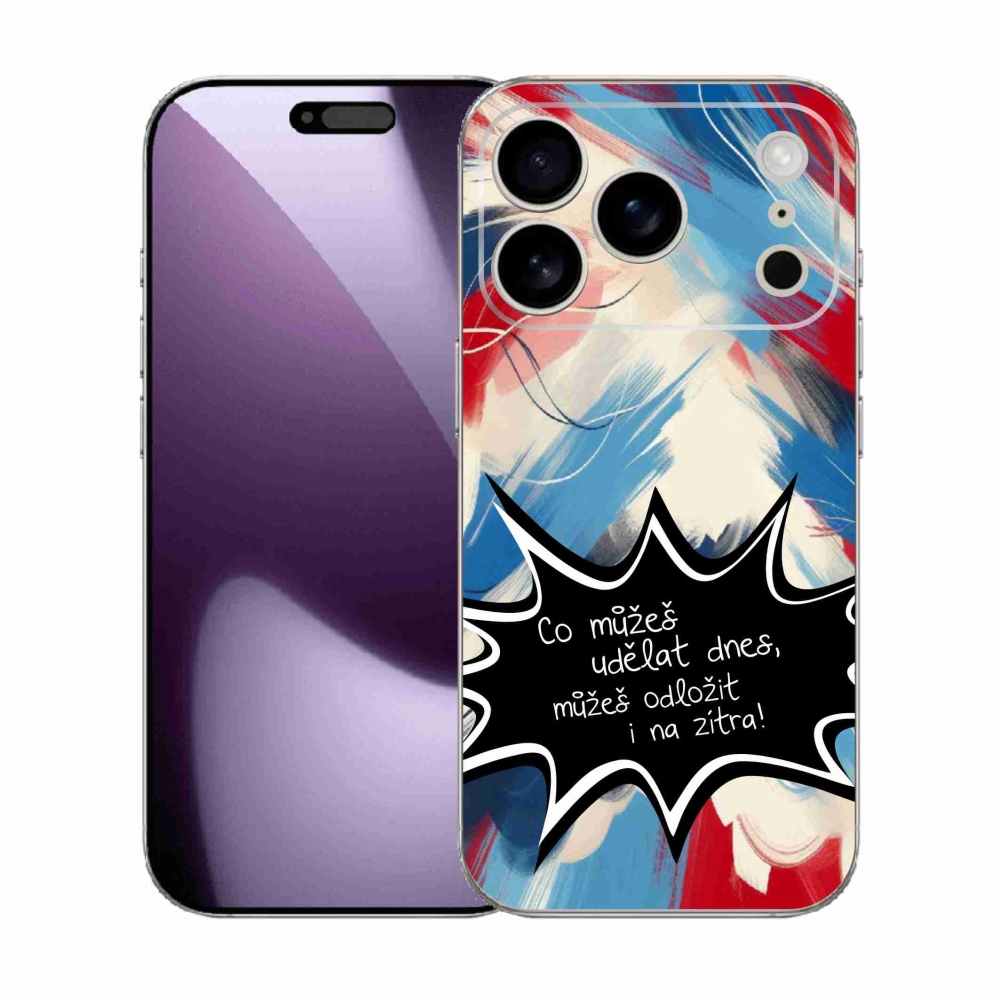 Gelový kryt mmCase na iPhone 17 Pro - vtipný text 9 černé pozadí