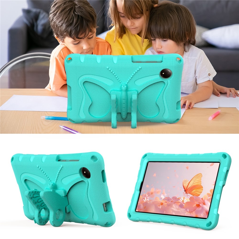 Kids Butterfly EVA odolné pouzdro s popruhem na tablet Xiaomi Redmi Pad SE 8.7 - modrozelené
