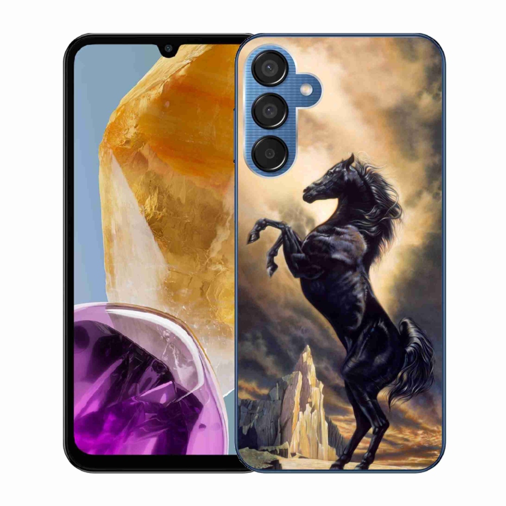 Gelový kryt mmCase na Samsung Galaxy M15 5G - černý kreslený kůň