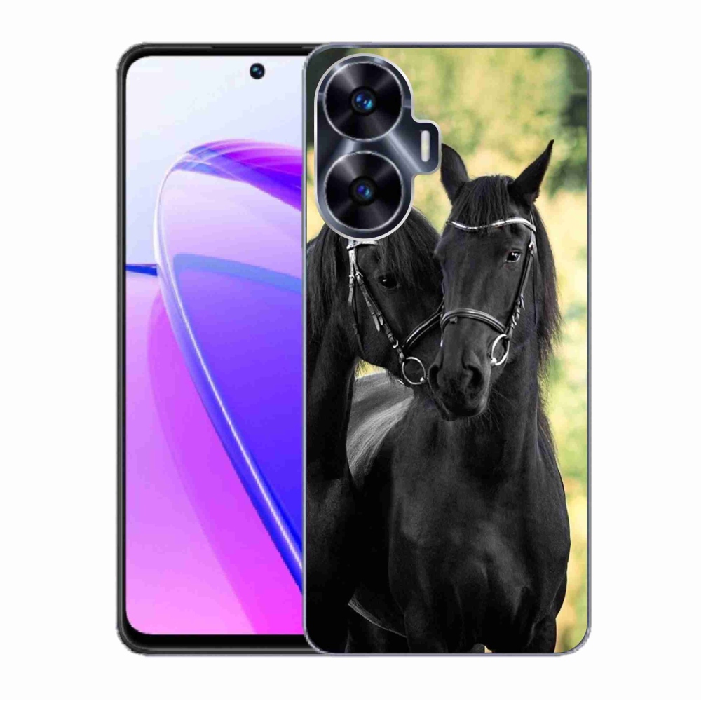 Gelový kryt mmCase na Realme C55 - dva černí koně