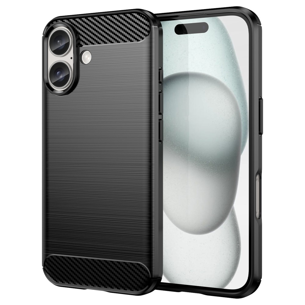 Carbon odolný gelový obal na iPhone 16 - černý