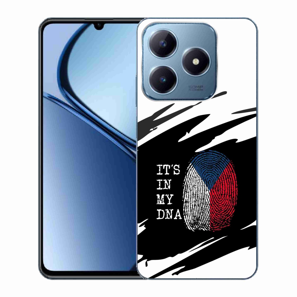 Gelový kryt mmCase na Realme C63 - vlajka otisk prstu černobílé pozadí