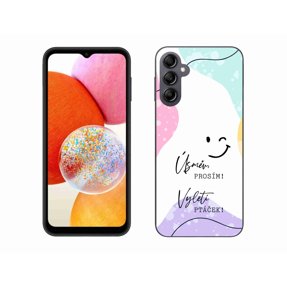 Gelový kryt mmCase na Samsung Galaxy A14 4G/5G - vtipný text 4 bílé pozadí