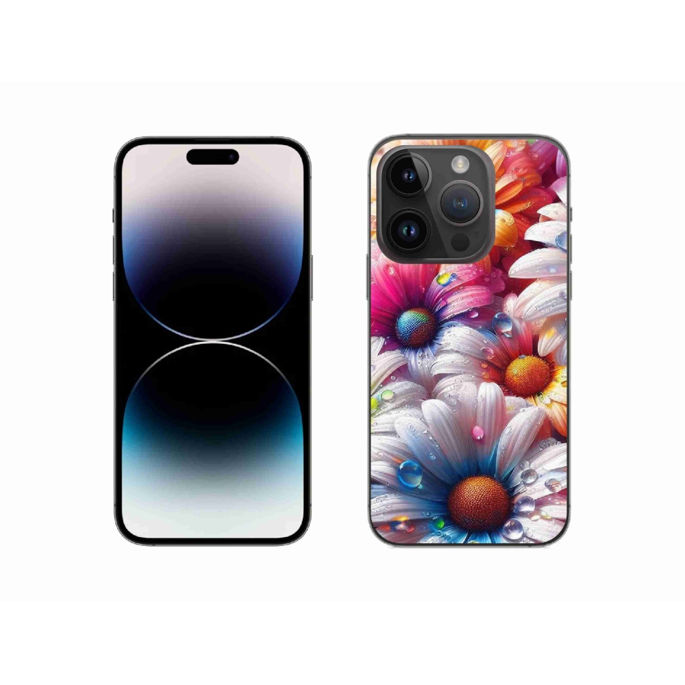 Gelový kryt mmCase na iPhone 14 Pro - barevné kopretiny