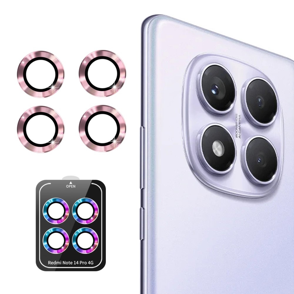 ENK Metal sklo čočky fotoaparátu na Xiaomi Redmi Note 14 Pro (samostatná skla) - růžové