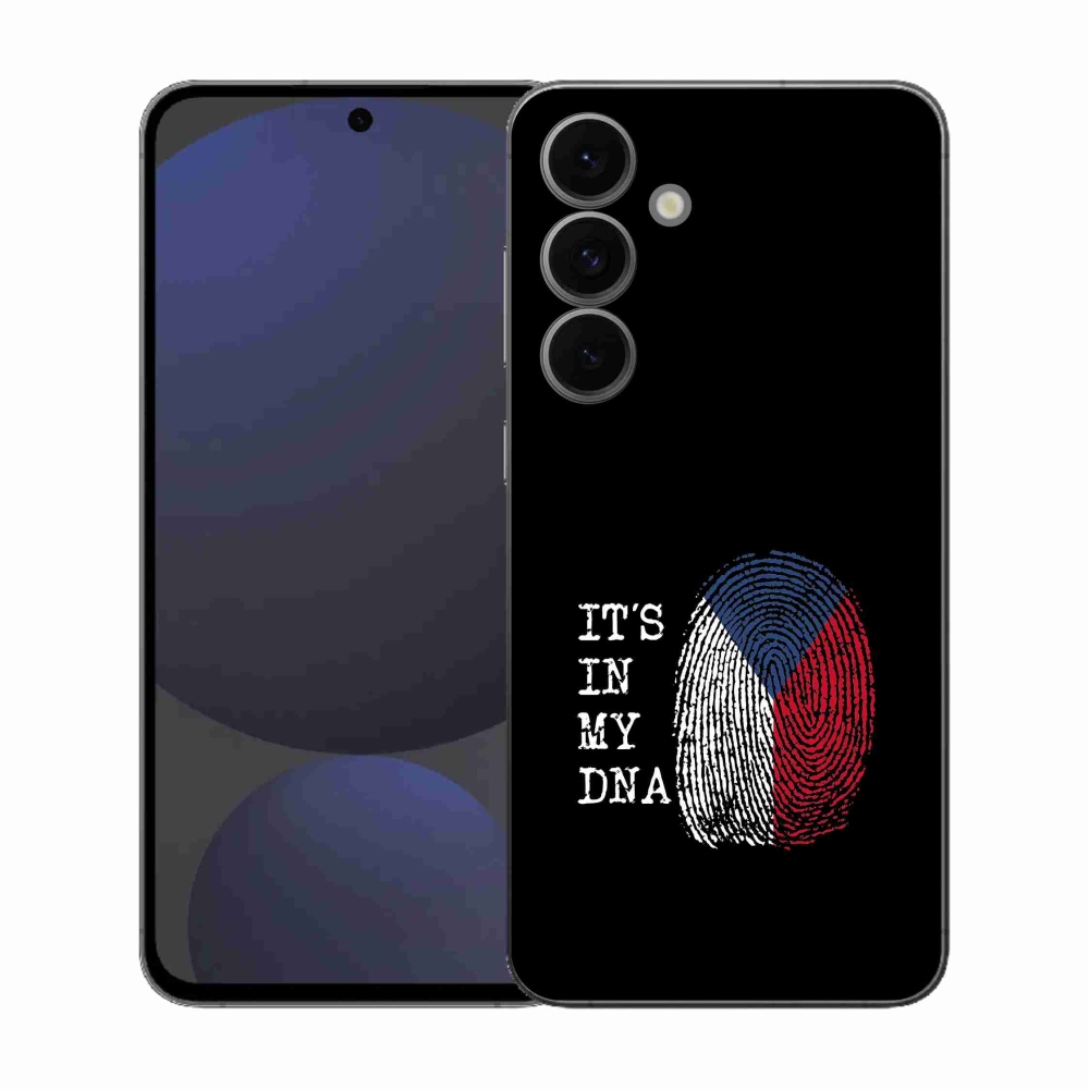 Gelový kryt mmCase na Samsung Galaxy S25 FE - vlajka otisk prstu černé pozadí