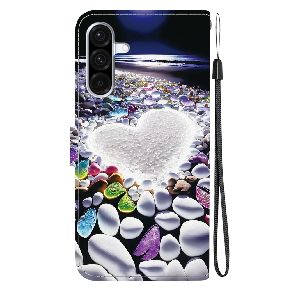 Versatile knížkové pouzdro na Samsung Galaxy A36 5G/A56 5G - srdce a kamínky