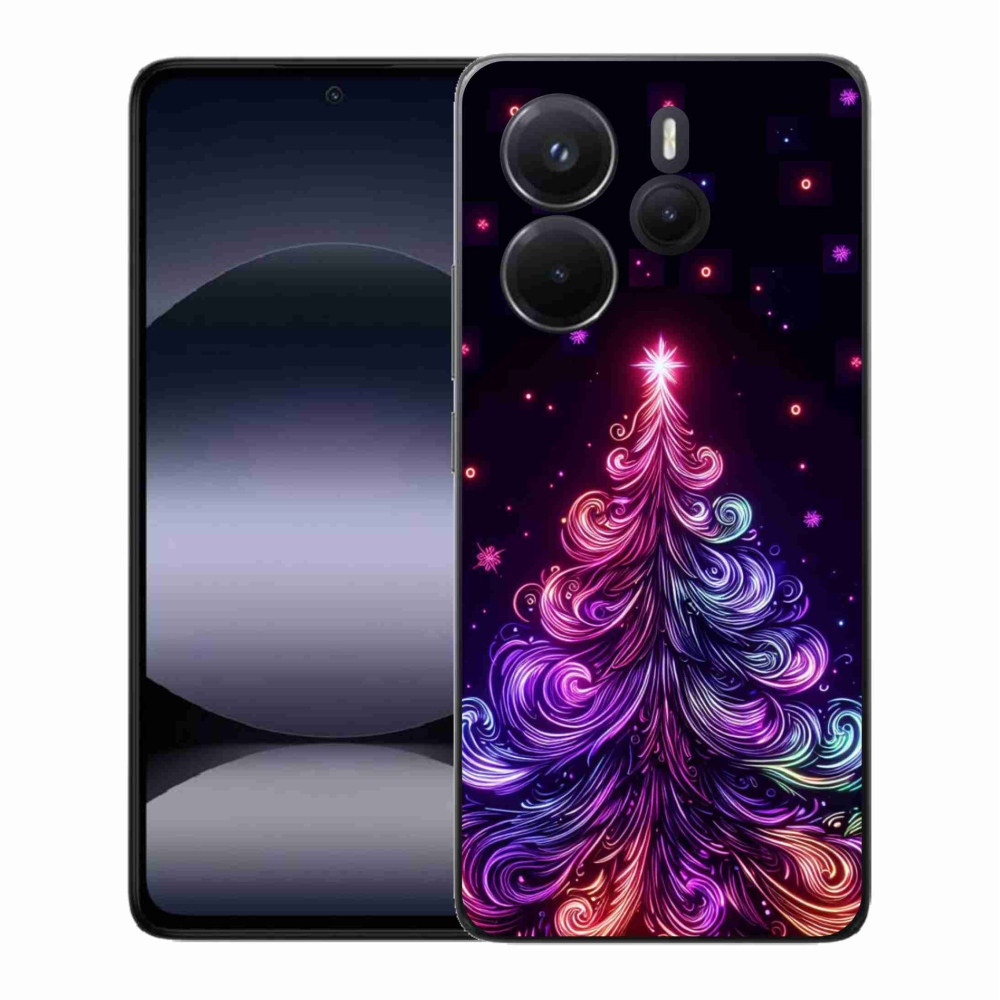 Gelový kryt mmCase na Xiaomi Redmi Note 14 - neonový vánoční stromek 1