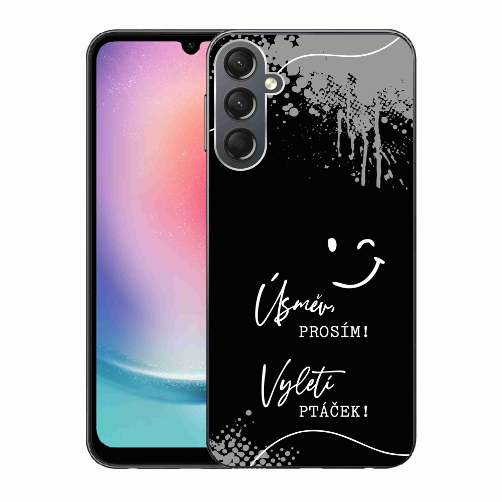 Gelový kryt mmCase na Samsung Galaxy A24 - vtipný text 4 černé pozadí