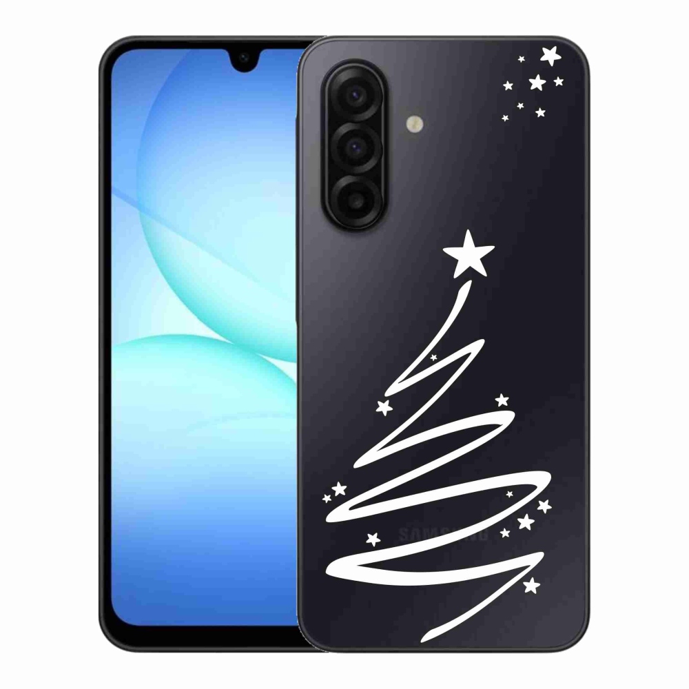 Gelový kryt mmCase na Samsung Galaxy A17 4G/5G - bílý stromeček na průhledném pozadí