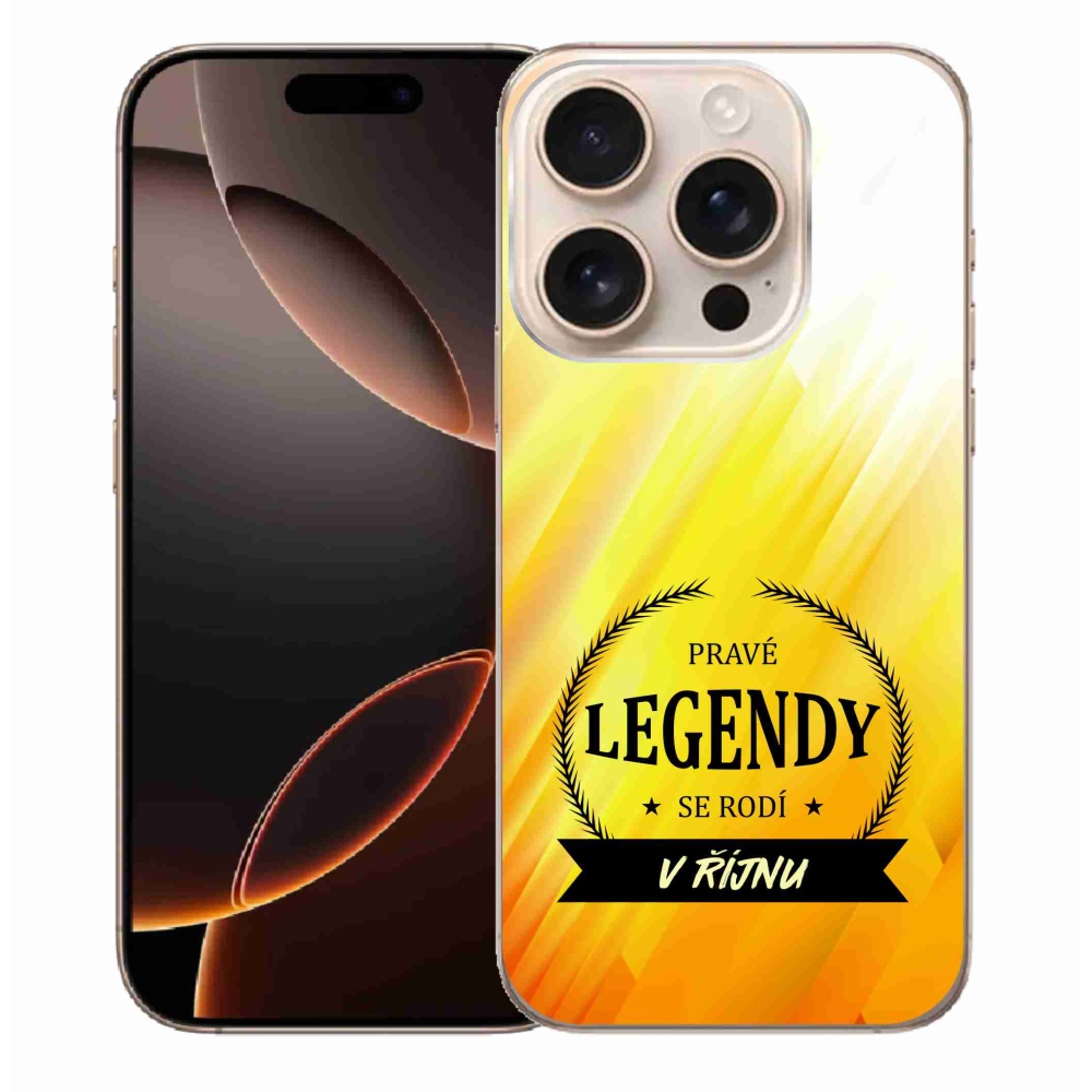 Gelový kryt mmCase na iPhone 16 Pro Max - legendy v říjnu žluté pozadí