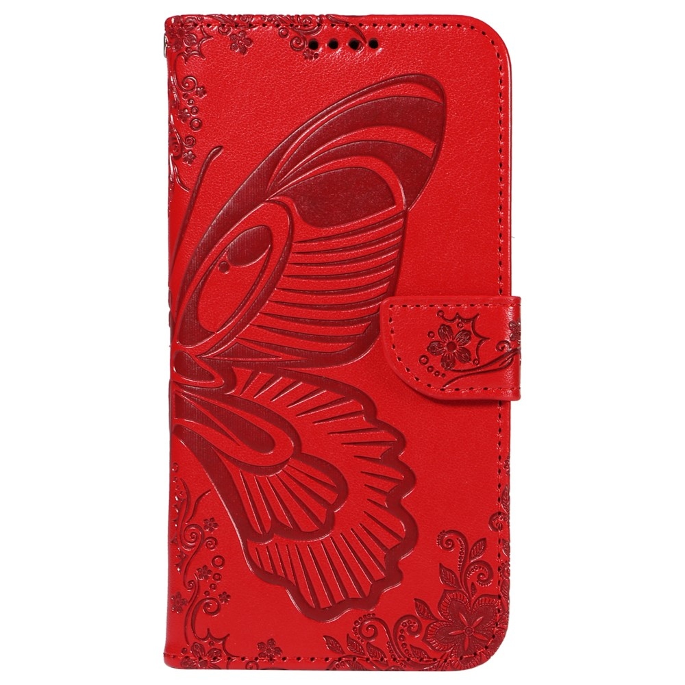 Floral Butterfly knížkové pouzdro na Vivo Y28 - červené