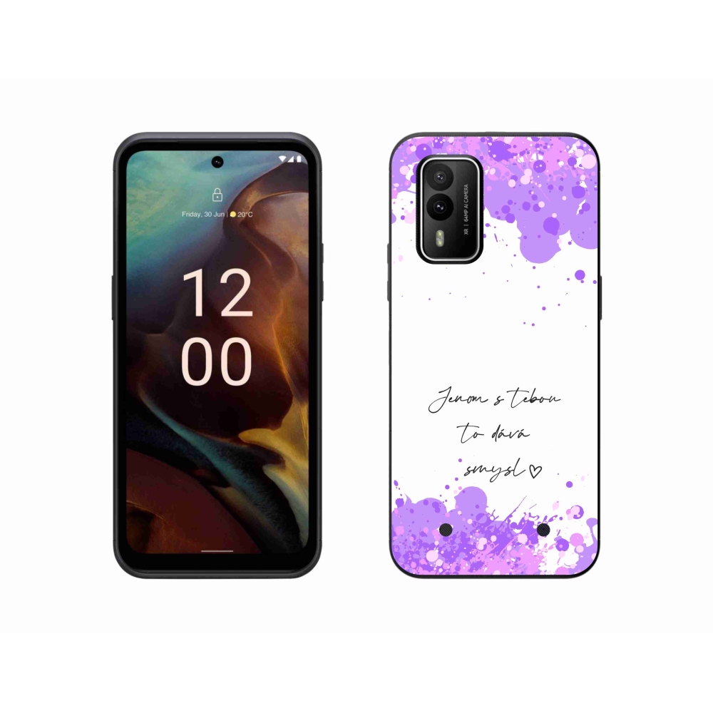 Gelový kryt mmCase na Nokia XR21 - zamilovaný text bílé pozadí