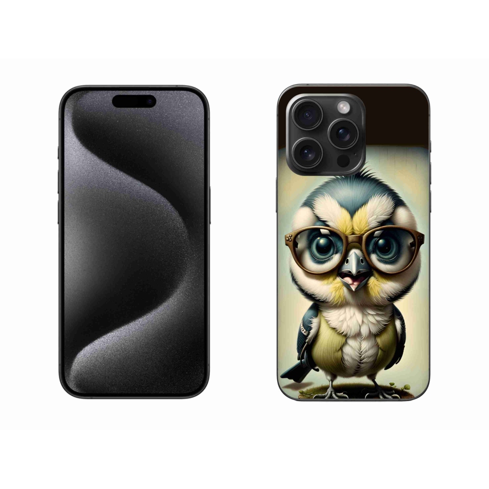 Gelový kryt mmCase na iPhone 15 Pro Max - mládě s brýlemi